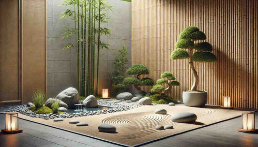 zen space with indoor plants in home